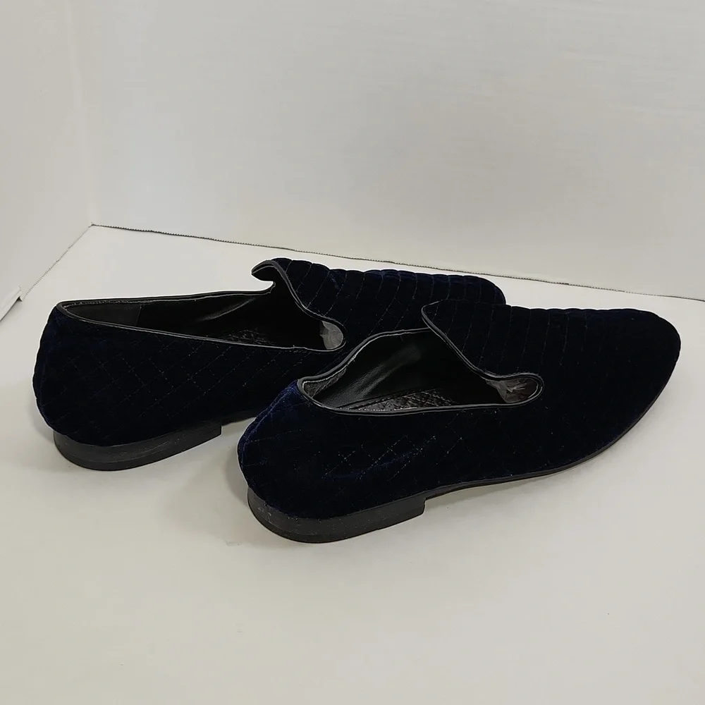 Giorgio Brutini “Chatwal” Navy Blue Diamond Stitched Velvet Slip On Loafer Shoes